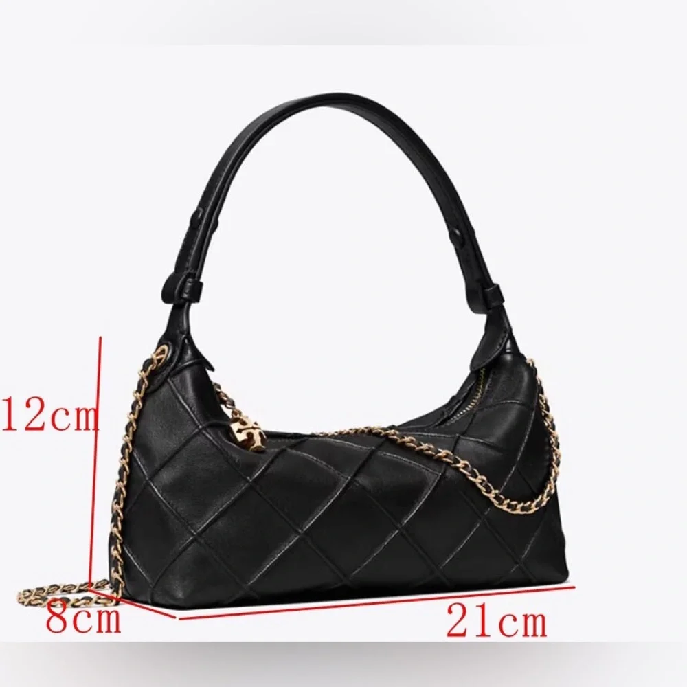 Tory Burch Black Quilted Leather Hobo Shoulder Bag